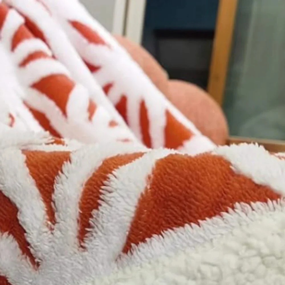 Fall Sherpa Fleece Blanket Throw Blanket Coral 51